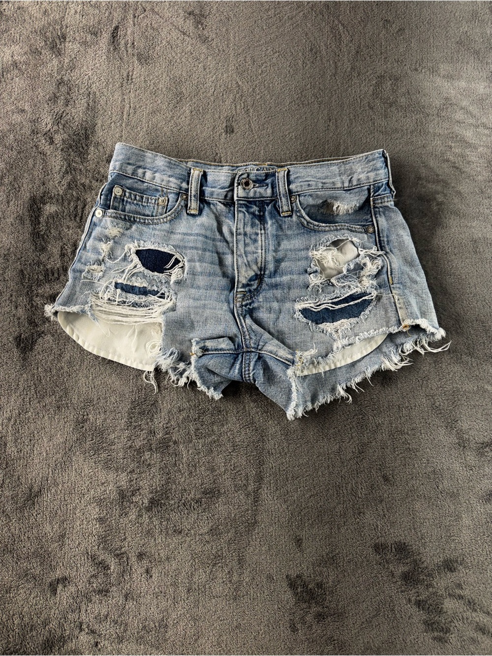 American Eagle Outfitters Light Blue Distressed Denim Cutoff Shorts